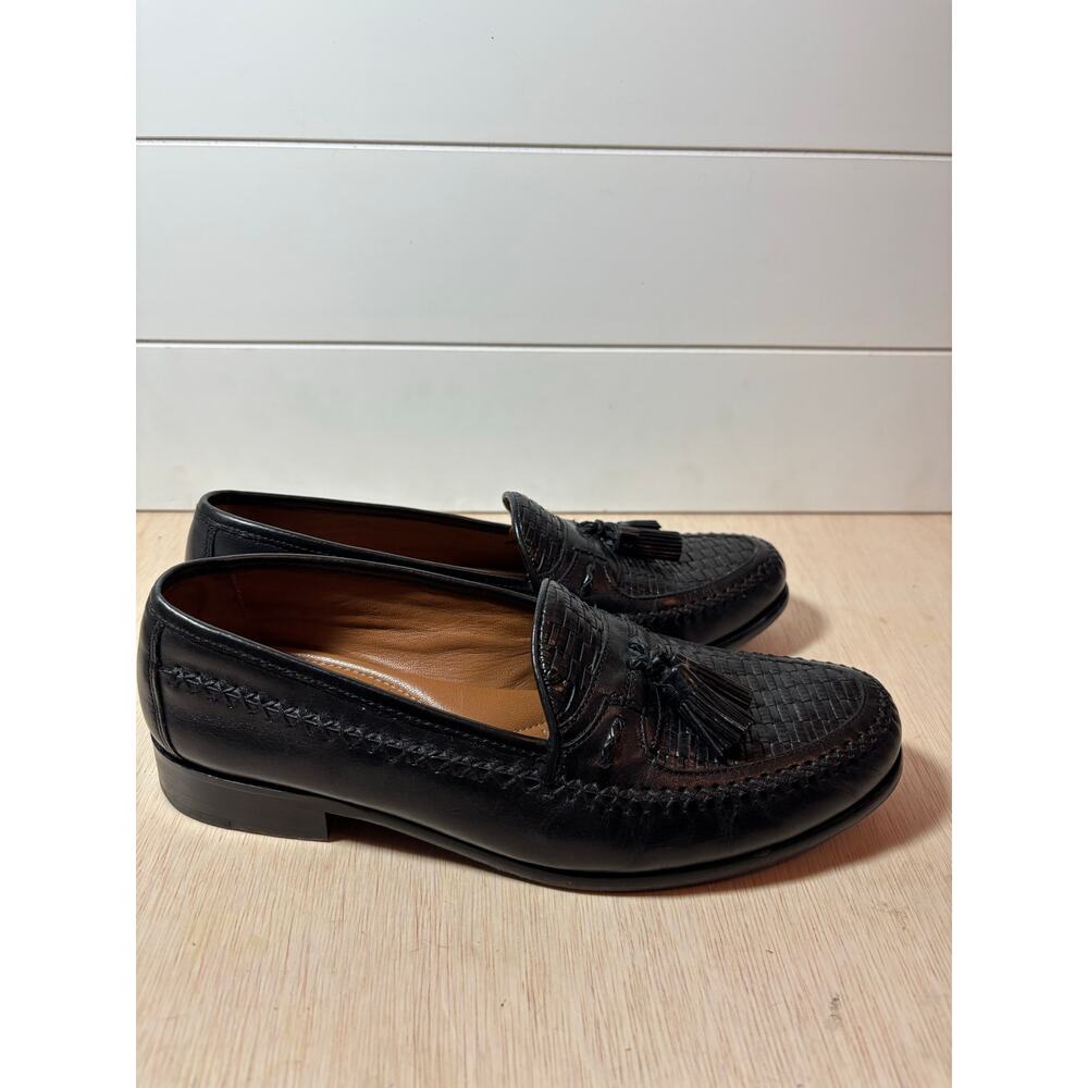 Domani Men's Tassel Weaved Leather Loafers Slip On Shoes India Size 9.5 Black